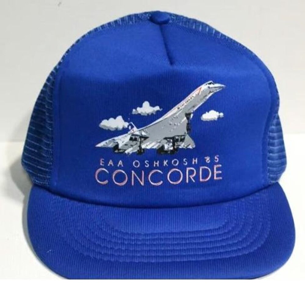 Capital Vintage Hat Truckers Style EAA Oshkosh 1985 Concorde Hat Blue Snapback